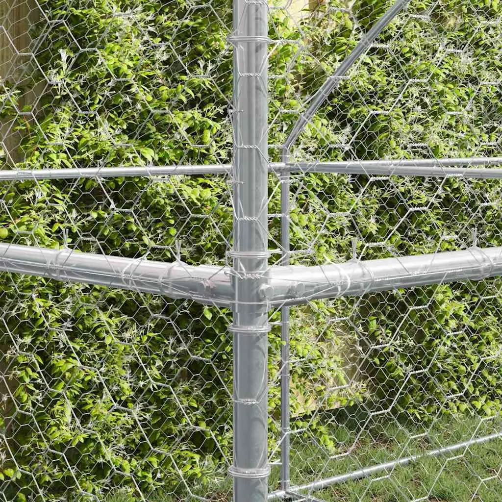 Dog Kennel 2 pcs Silver 4 x 2 x 2 m Outdoor Pet Run Shelter Lockable Mesh