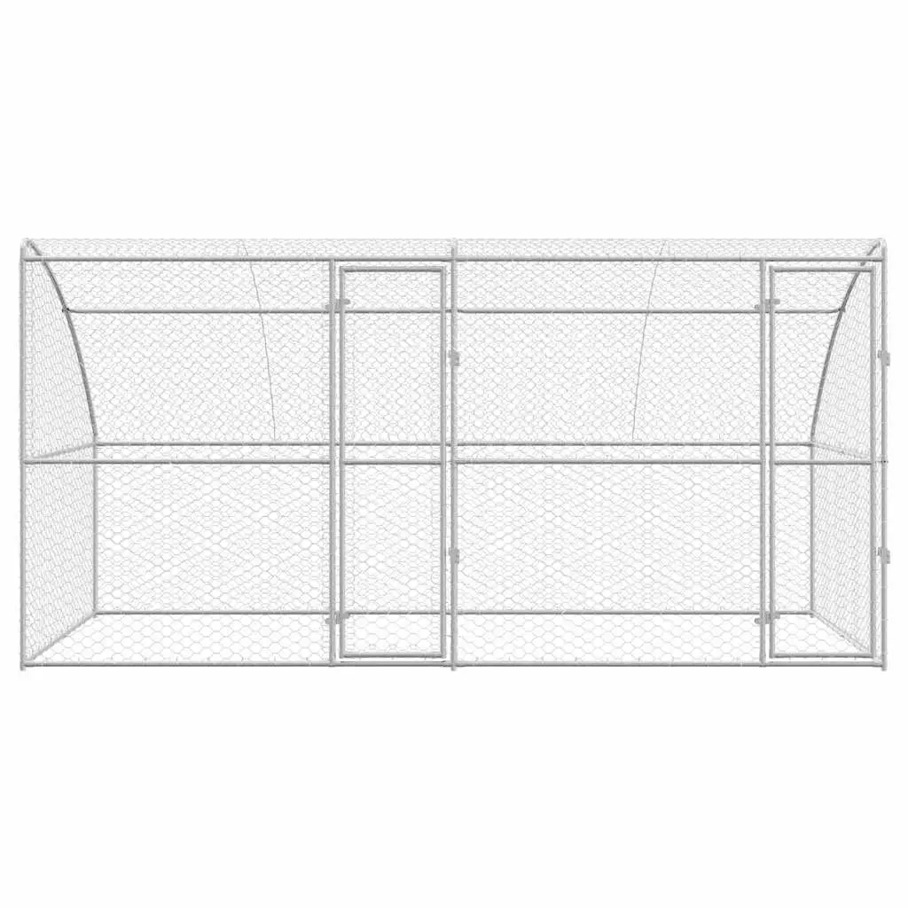 Dog Kennel 2 pcs Silver 4 x 2 x 2 m Outdoor Pet Run Shelter Lockable Mesh