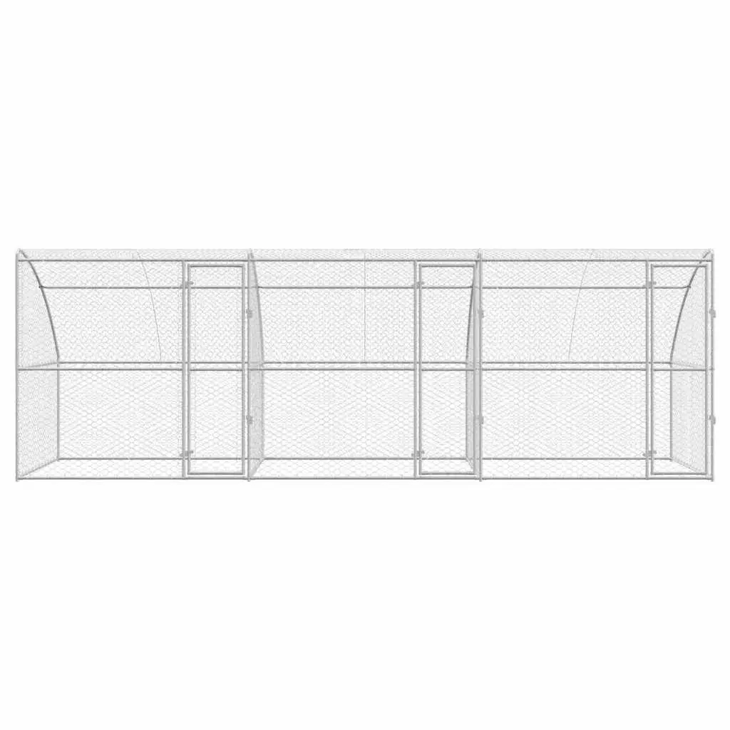 Dog Kennel 3 pcs Silver 6 x 2 x 2 m Outdoor Pet Enclosure Run Shelter