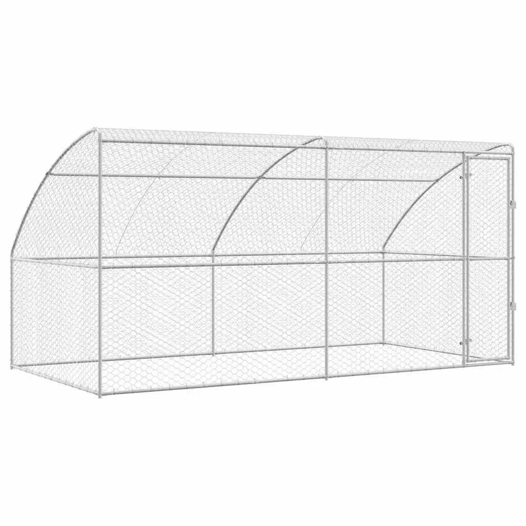 Dog Kennel 2 pcs Silver 4 x 2 x 2 m Outdoor Pet Run Enclosure Lockable Door