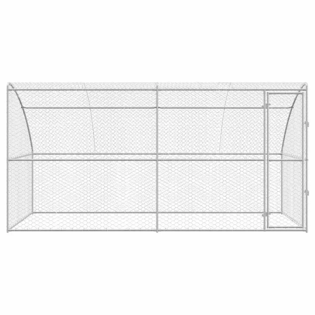 Dog Kennel 2 pcs Silver 4 x 2 x 2 m Outdoor Pet Run Enclosure Lockable Door