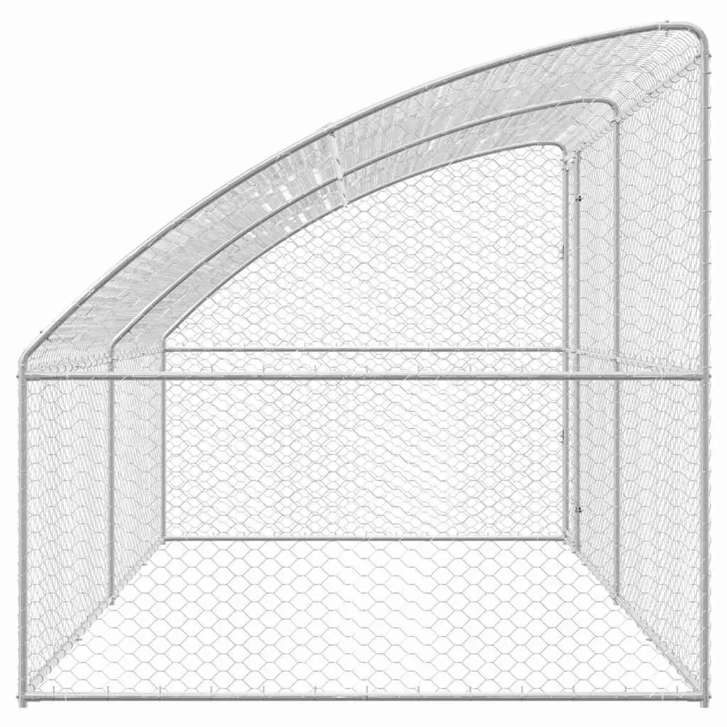 Dog Kennel 2 pcs Silver 4 x 2 x 2 m Outdoor Pet Run Enclosure Lockable Door