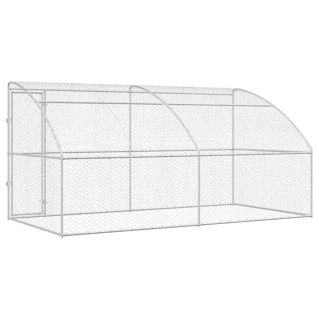 Dog Kennel 2 pcs Silver 4 x 2 x 2 m Outdoor Pet Run Enclosure Lockable Door