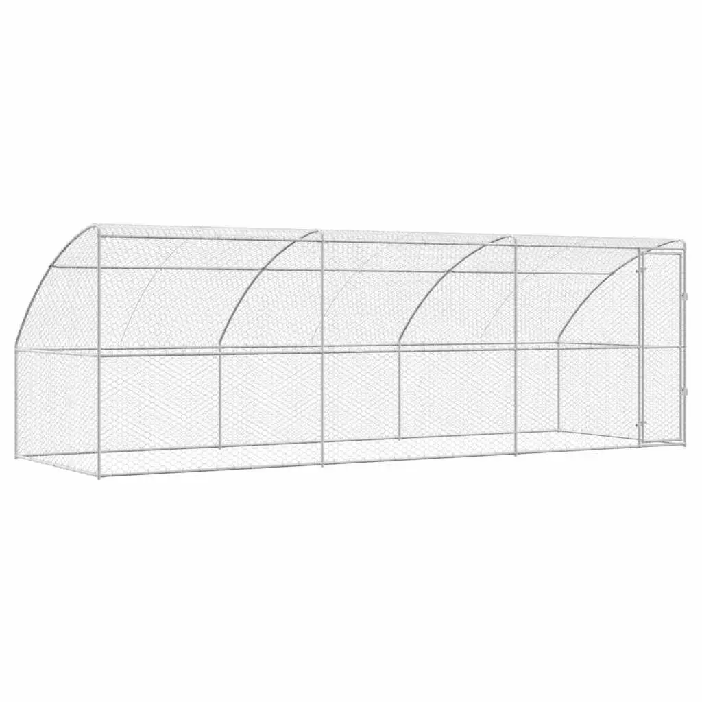 Dog Kennel Outdoor 3 Piece 6 x 2 x 2m Silver Pet Run Enclosure with Lockable Door and Mesh Roof