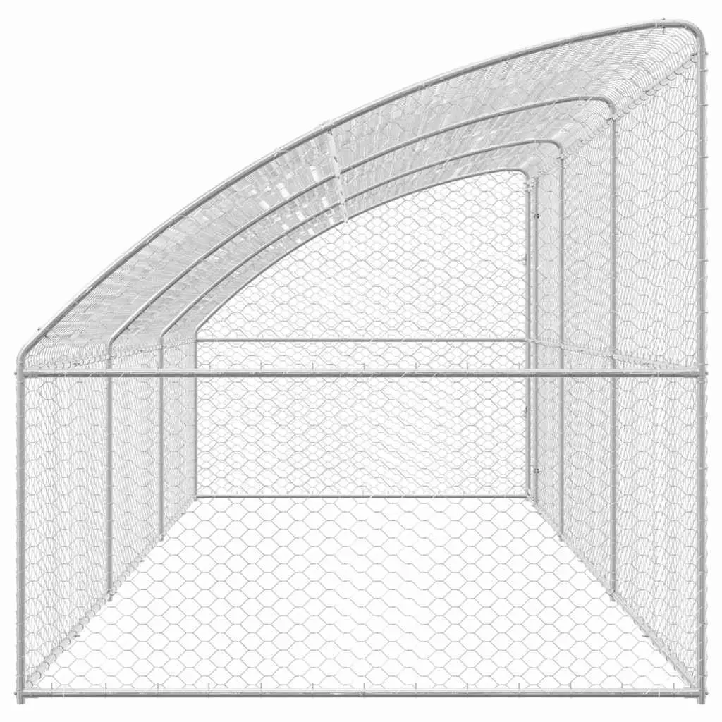Dog Kennel Outdoor 3 Piece 6 x 2 x 2m Silver Pet Run Enclosure with Lockable Door and Mesh Roof