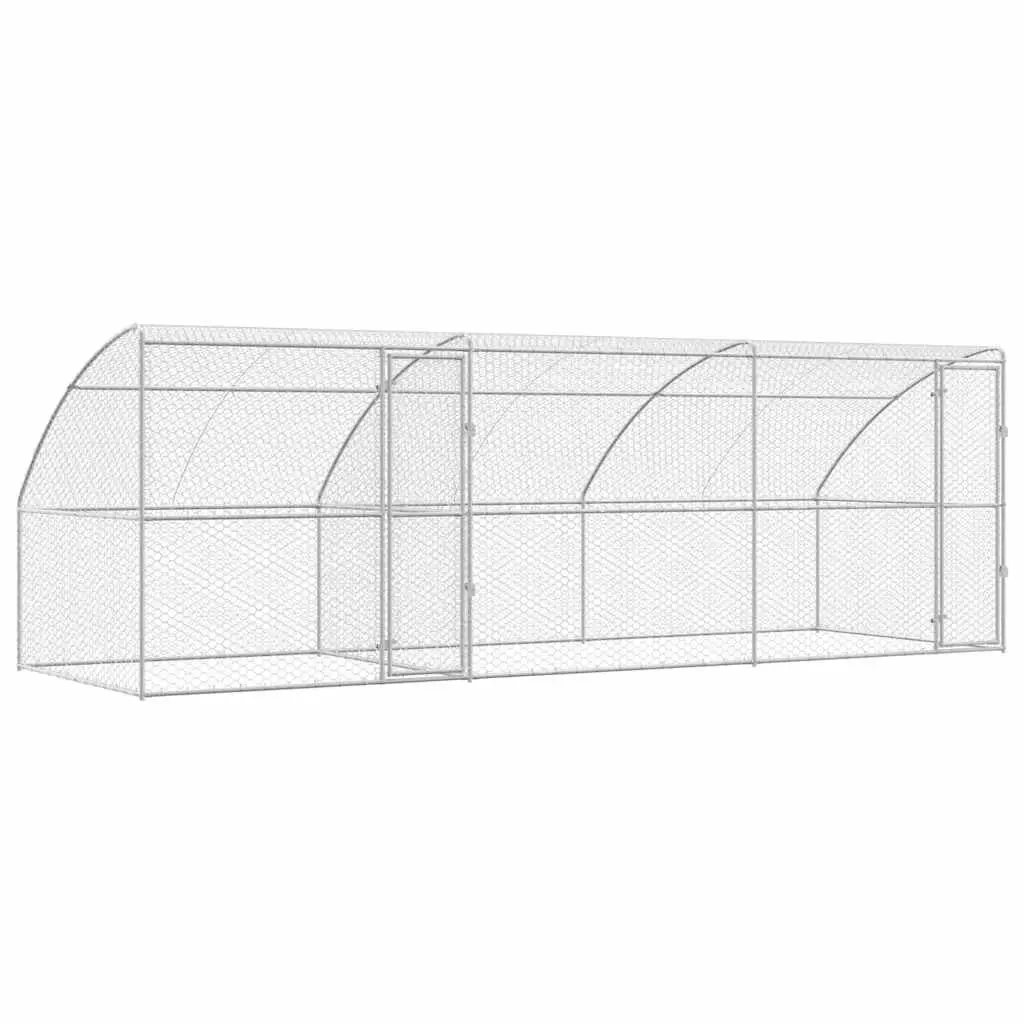 Dog Kennel Outdoor 6 x 2 x 2 m Silver 3 Piece Pet Run Enclosure Lockable
