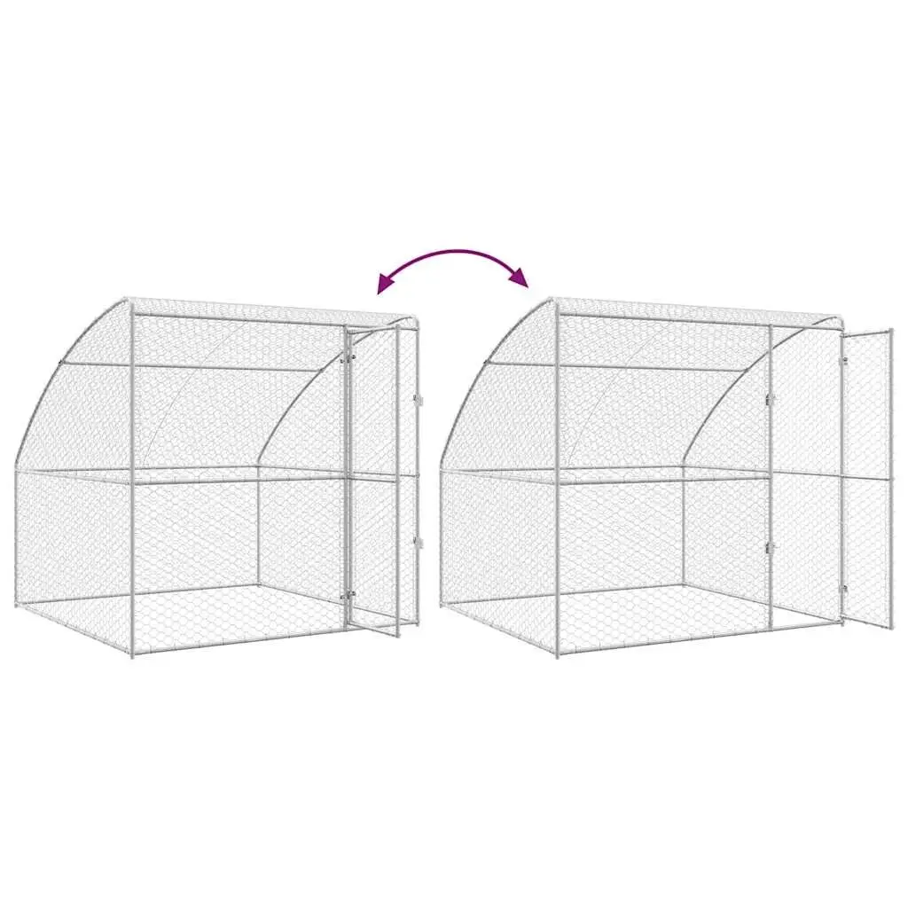 Dog Kennel Outdoor 6 x 2 x 2 m Silver 3 Piece Pet Run Enclosure Lockable