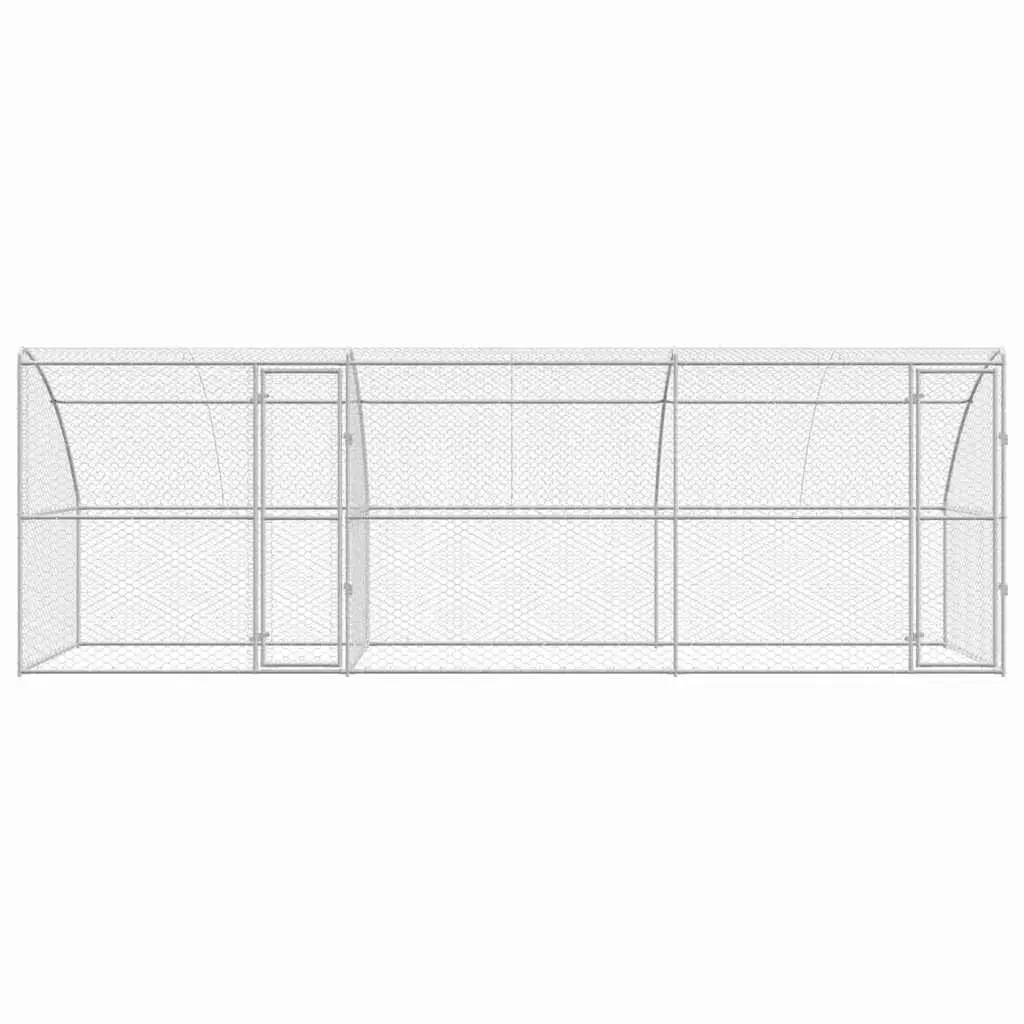Dog Kennel Outdoor 6 x 2 x 2 m Silver 3 Piece Pet Run Enclosure Lockable
