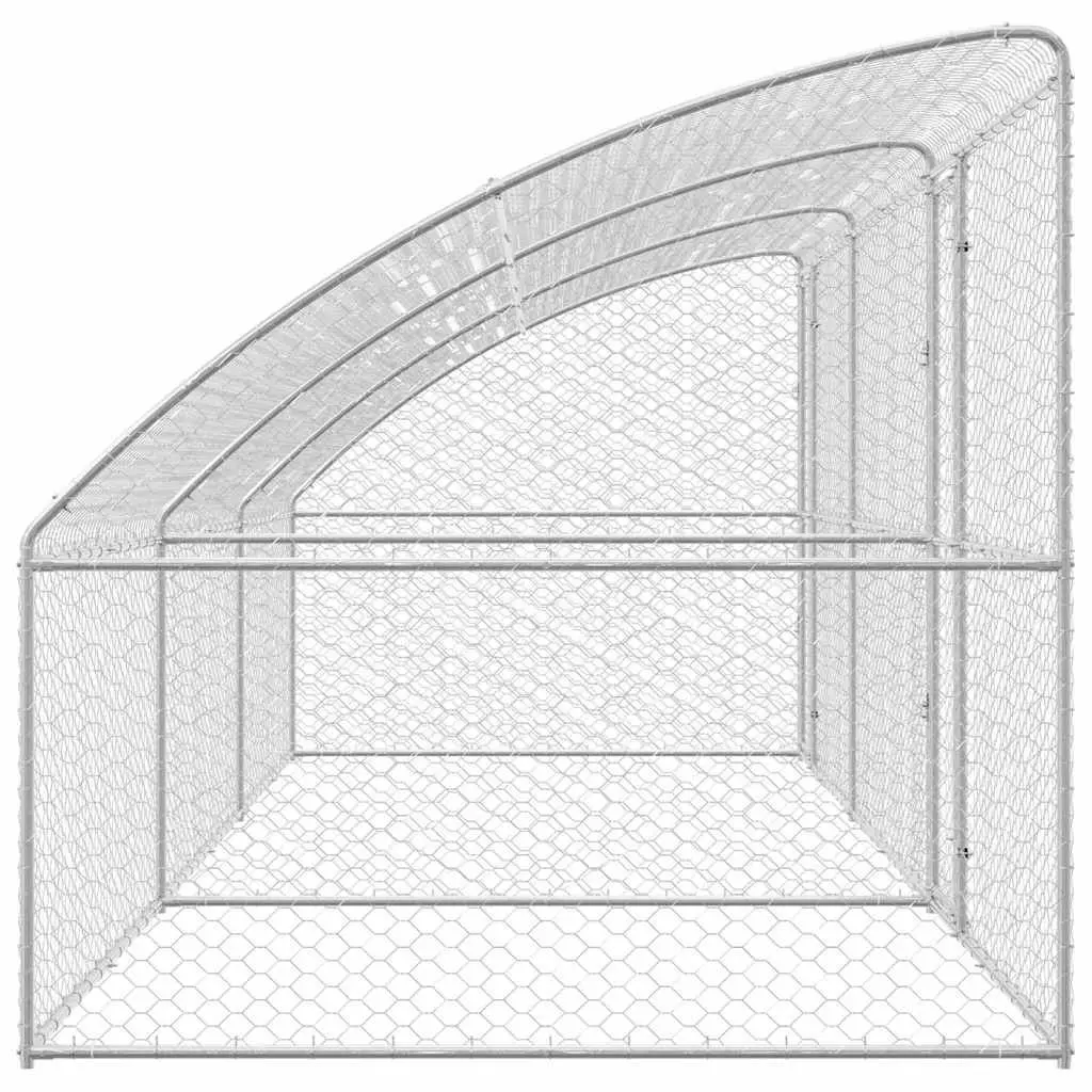 Dog Kennel Outdoor 6 x 2 x 2 m Silver 3 Piece Pet Run Enclosure Lockable