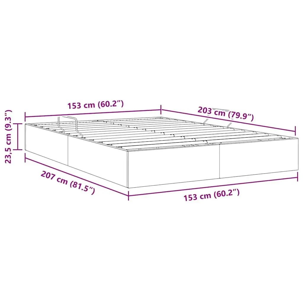 Storage Bed with Hydraulic Lift Grey 153x203cm Modern Bedroom Furniture Frame