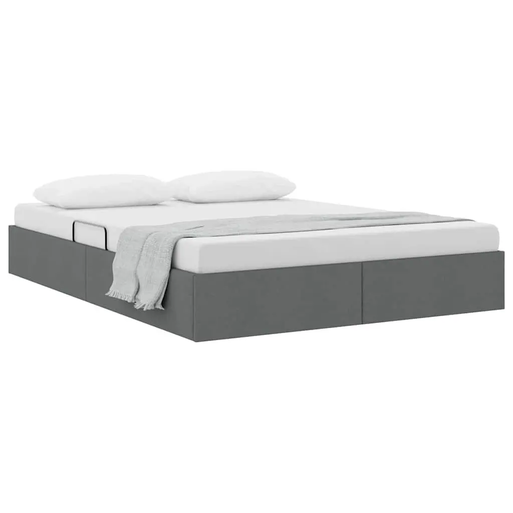 Storage Bed with Hydraulic Lift Grey 153x203cm Modern Bedroom Furniture Frame