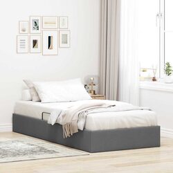 Storage Bed Dimensions 107 x 203 cm with Grey Fabric Finish
