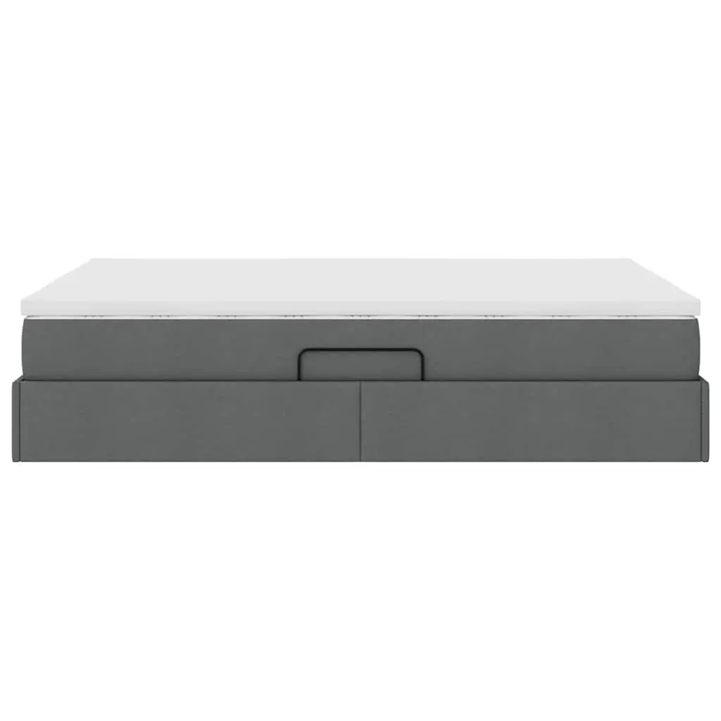 Storage Bed with Mattress Grey 152 x 203 cm Modern Bedroom Furniture Hydraulic