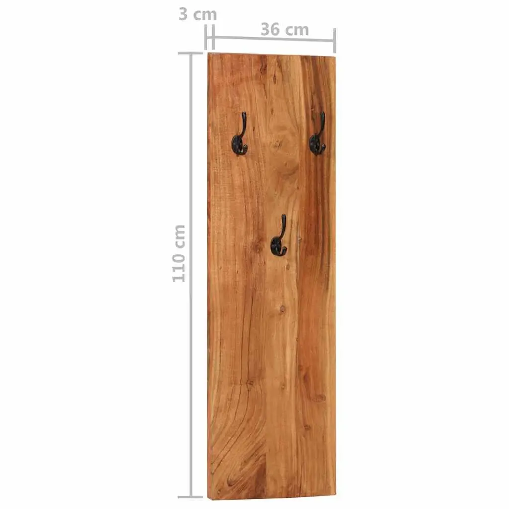 Wall-Mounted Coat Rack Set 2 pcs Solid Acacia Wood Hooks Entryway Storage