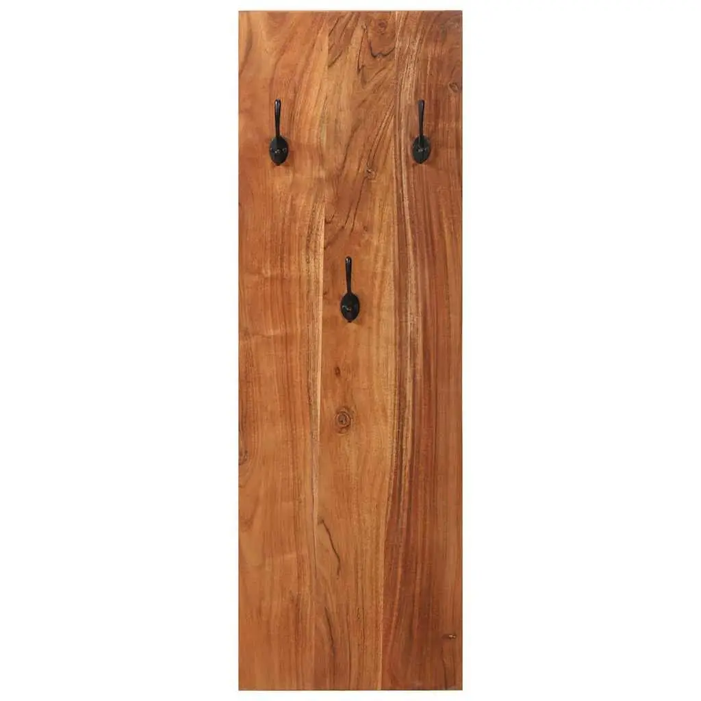 Wall-Mounted Coat Rack Set 2 pcs Solid Acacia Wood Hooks Entryway Storage