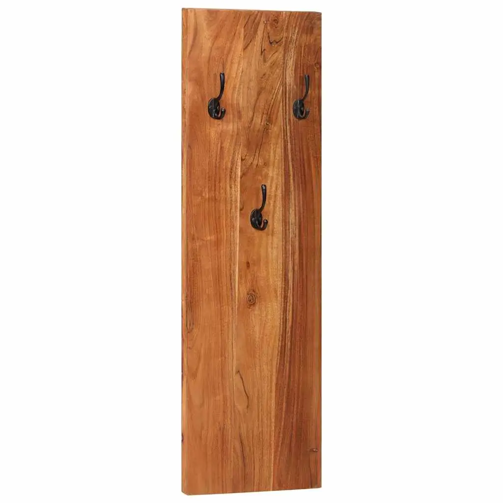 Wall-Mounted Coat Rack Set 2 pcs Solid Acacia Wood Hooks Entryway Storage