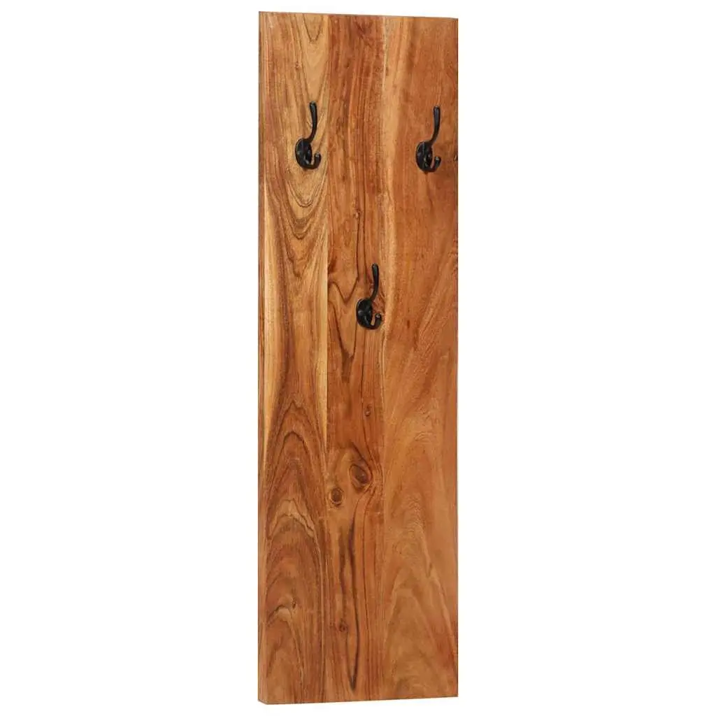 Wall-Mounted Coat Rack Set 2 pcs Solid Acacia Wood Hooks Entryway Storage