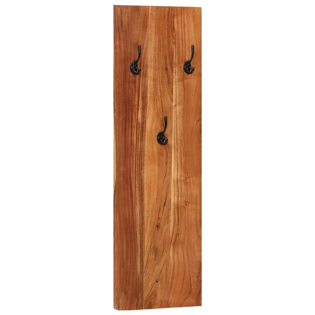 Wall-Mounted Coat Rack Set 2 pcs Solid Acacia Wood Hooks Entryway Storage