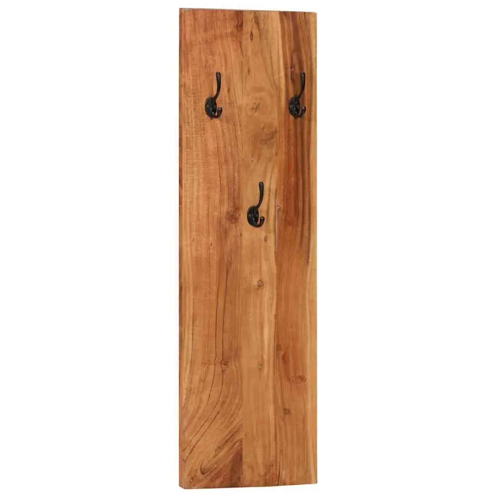 Wall-Mounted Coat Rack Set 2 pcs Solid Acacia Wood Hooks Entryway Storage
