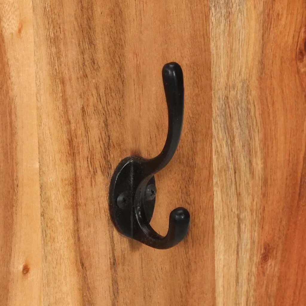 Wall-Mounted Coat Rack Set 2 pcs Solid Acacia Wood Hooks Entryway Storage