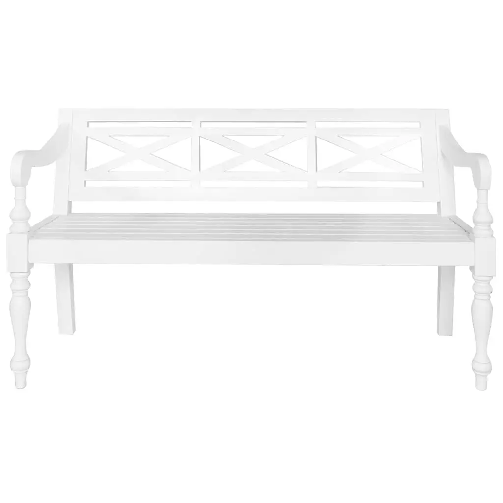 Storage Bench Entryway Hallway 123cm White Wooden Curved Armrests