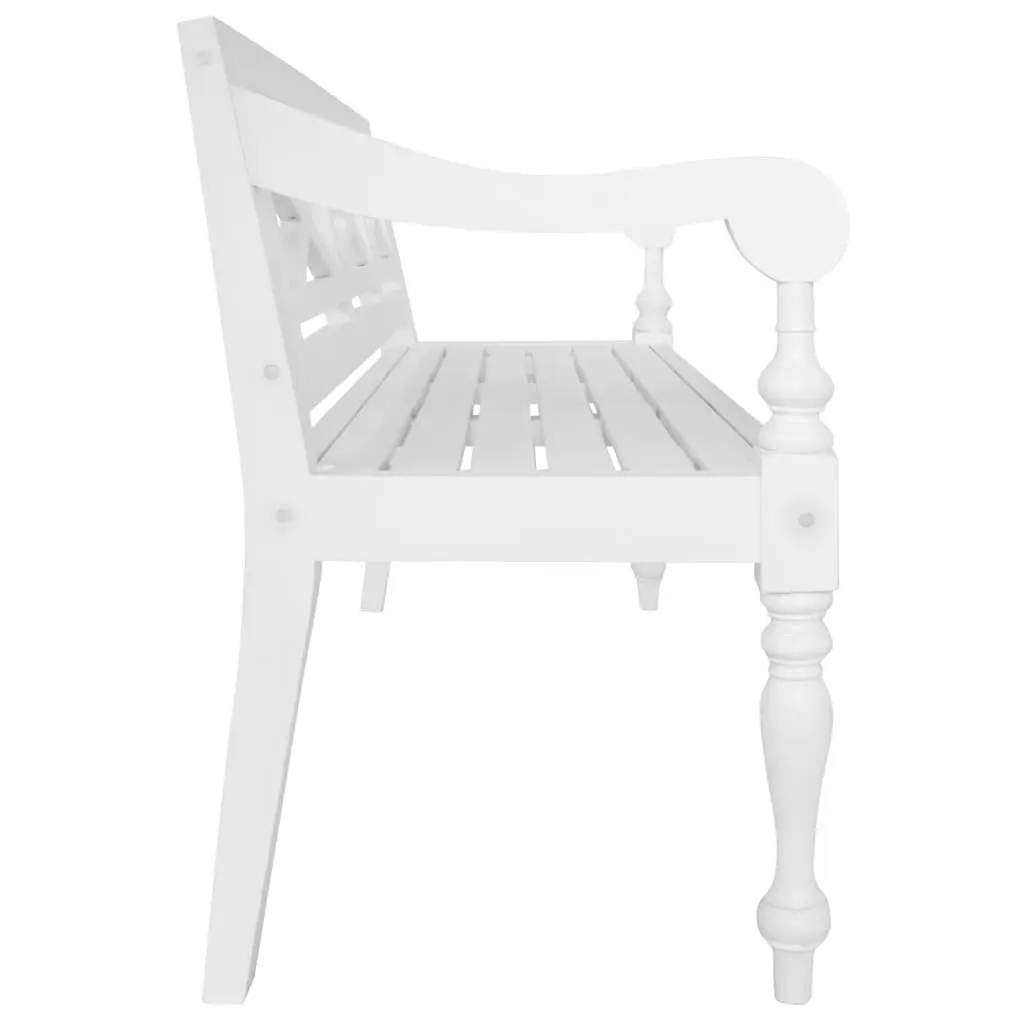 Storage Bench Entryway Hallway 123cm White Wooden Curved Armrests