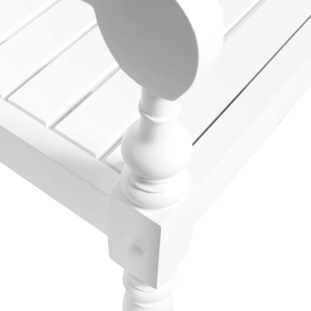 Storage Bench Entryway Hallway 123cm White Wooden Curved Armrests