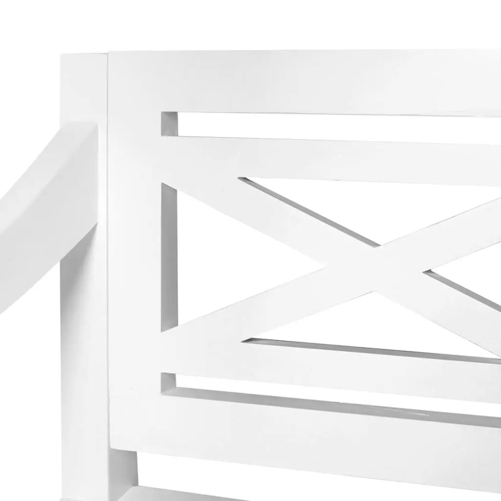 Storage Bench Entryway Hallway 123cm White Wooden Curved Armrests