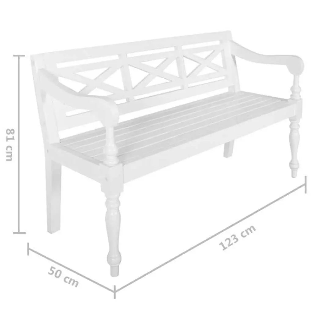 Storage Bench Entryway Hallway 123cm White Wooden Curved Armrests
