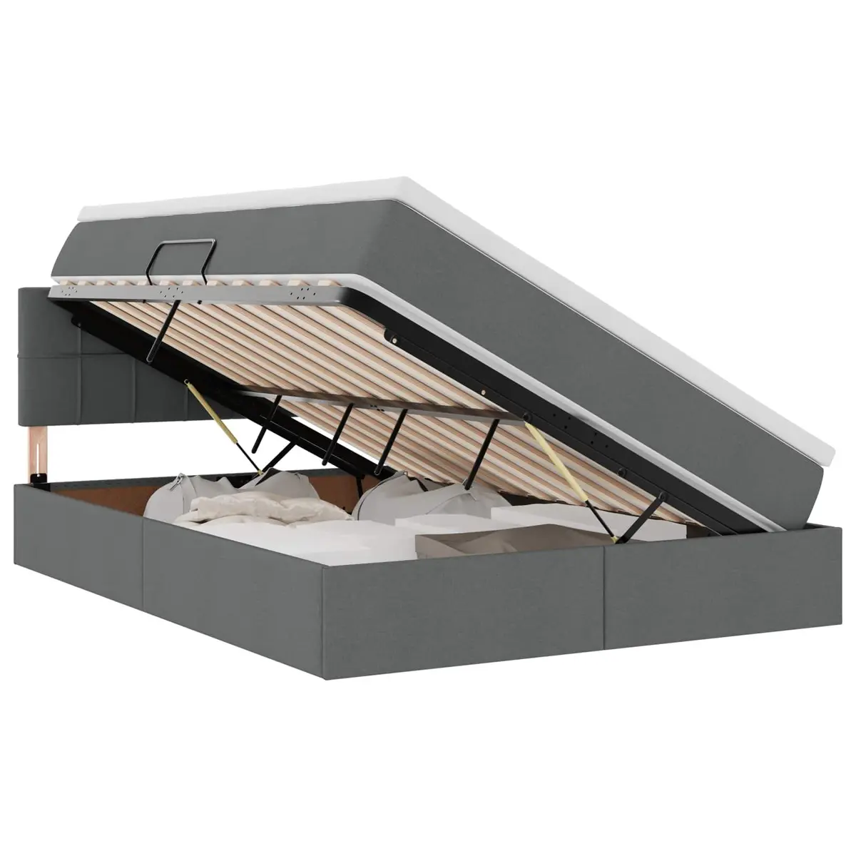 LED Storage Bed with Mattress 152 x 203 cm