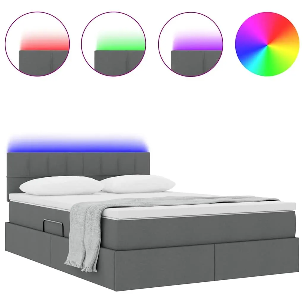 LED Storage Bed with Mattress 152 x 203 cm