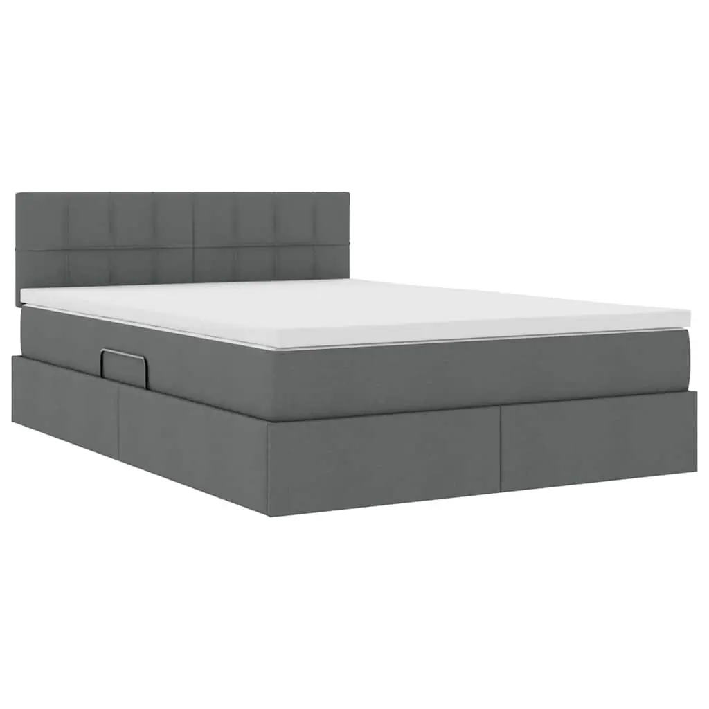 LED Storage Bed with Mattress 152 x 203 cm