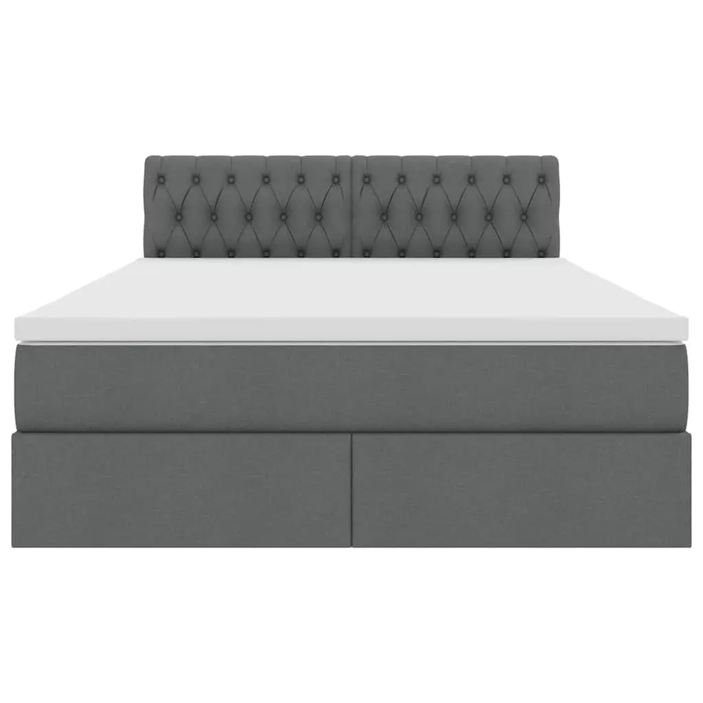 LED Storage Bed with Mattress for Bedroom Dark Grey 152 x 203 cm