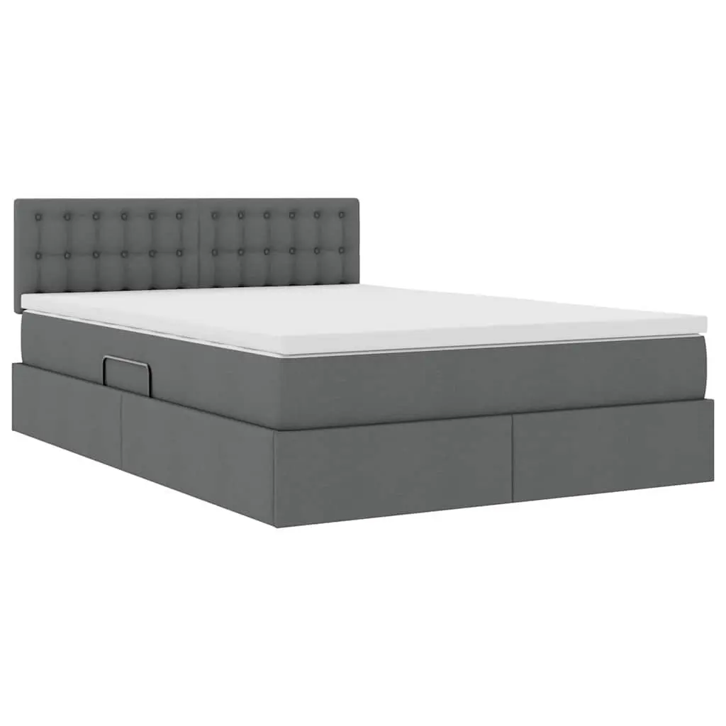 LED Storage Bed with Mattress for Bedroom Dark Grey 152x203cm
