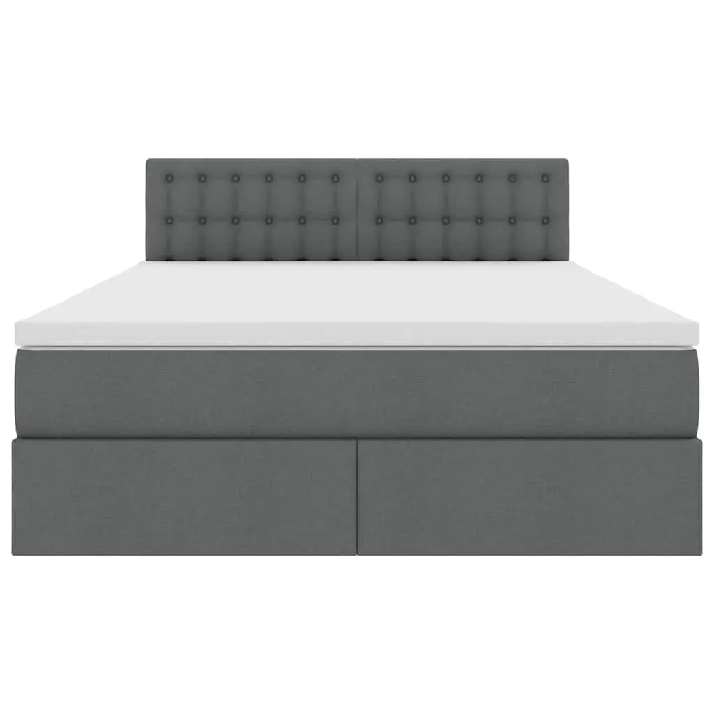 LED Storage Bed with Mattress for Bedroom Dark Grey 152x203cm