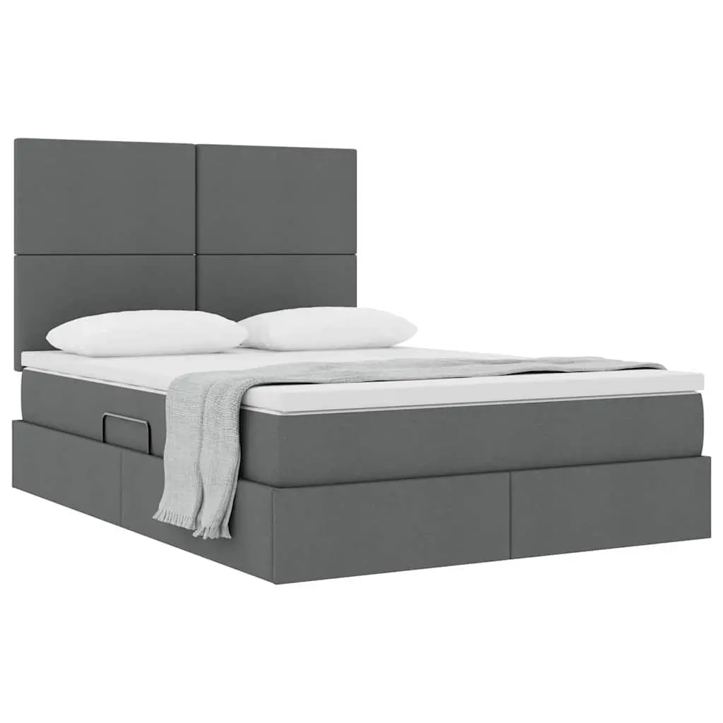 Storage Bed with Headboard for Bedroom Grey 153 x 203 cm