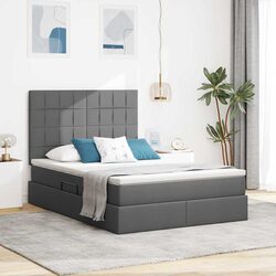Grey Hydraulic Lift Storage Bed 137x190cm with Mattress