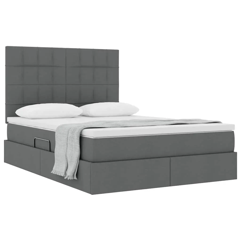 Grey Hydraulic Lift Storage Bed 153 x 203 cm