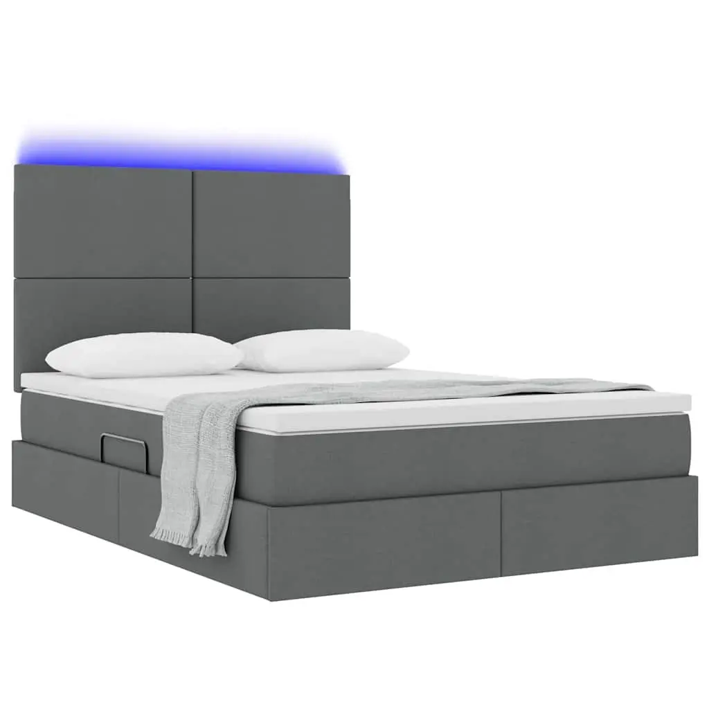 LED Storage Bed with Adjustable Headboard 152 x 203 cm