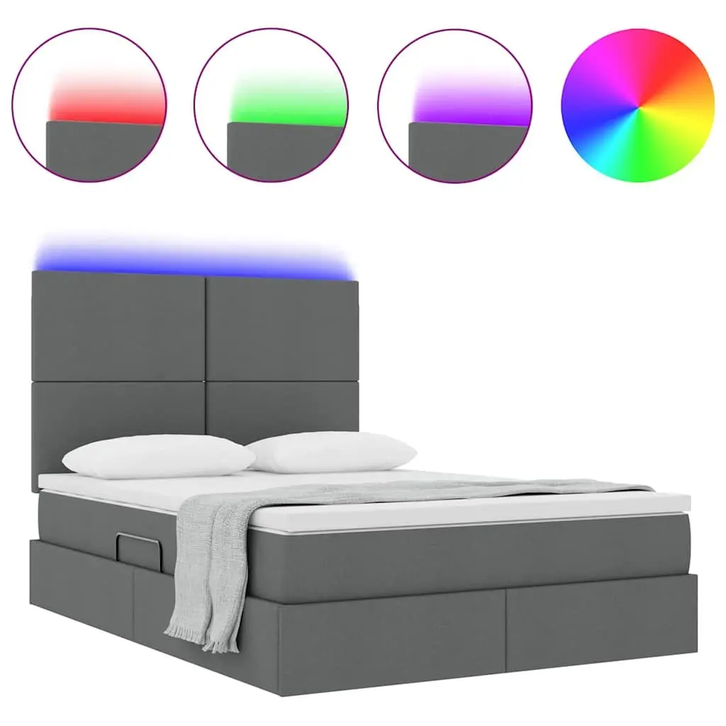 LED Storage Bed with Adjustable Headboard 152 x 203 cm