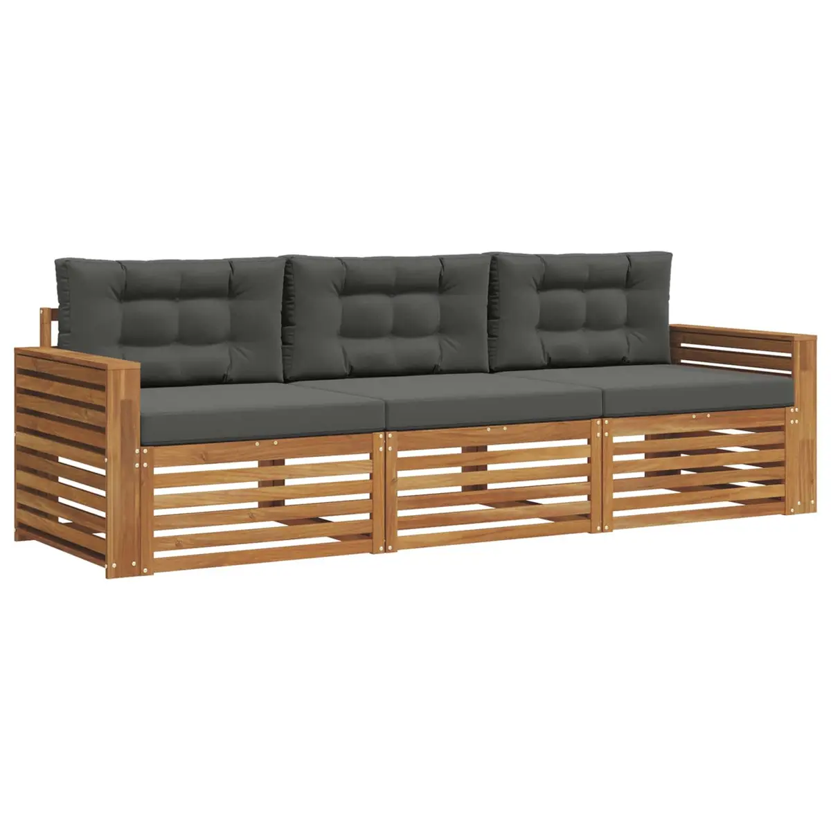 3-Piece Acacia Wood Outdoor Sofa