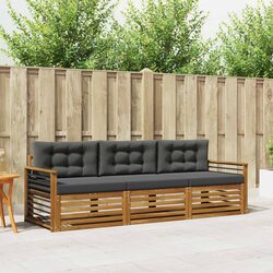 Outdoor Sofa Set 3 Piece Garden Furniture Natural Anthracite Acacia Wood