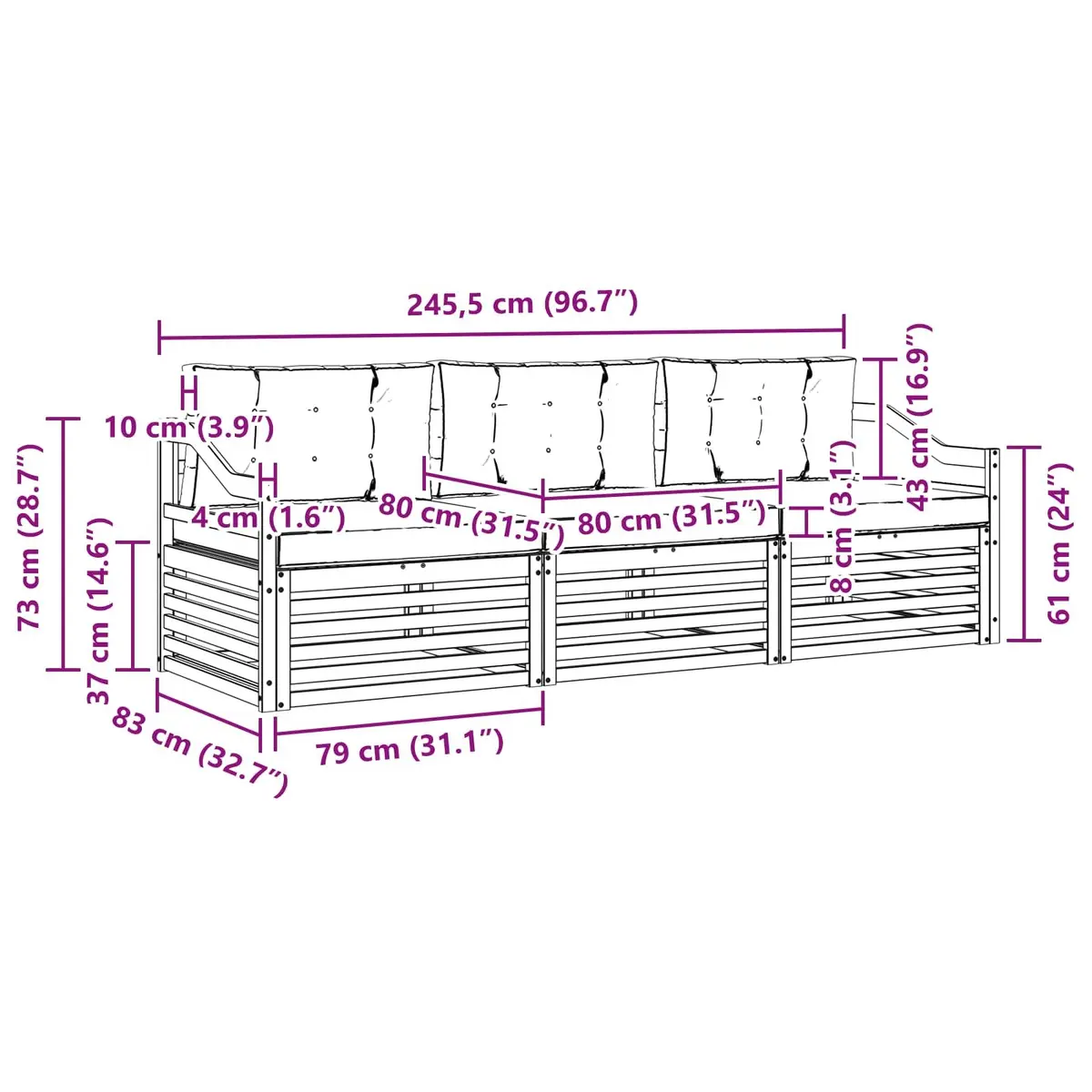 3-Piece Outdoor Sofa Set