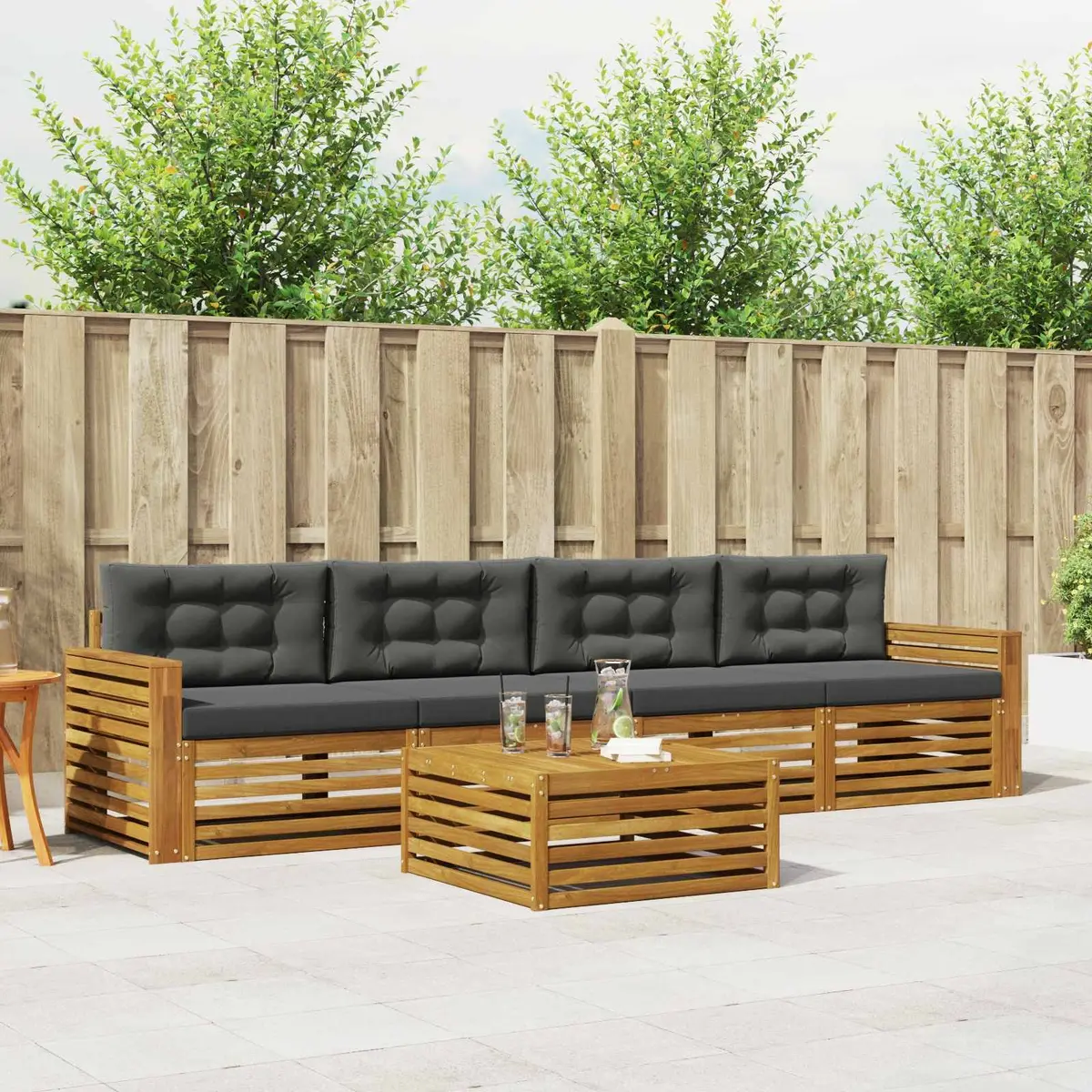 Outdoor Sofa Set Garden Terrace 5 Pieces Natural