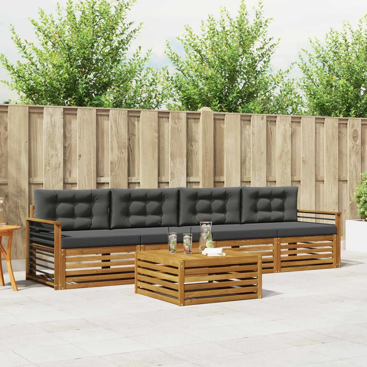 5-Piece Modular Outdoor Sofa Set with Acacia Wood