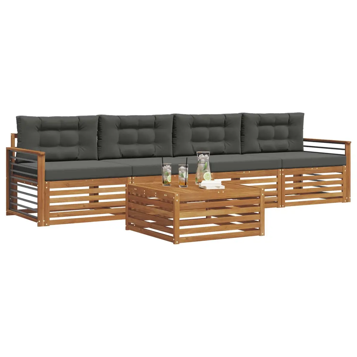 5-Piece Modular Outdoor Sofa Set with Acacia Wood