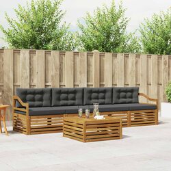 5-Piece Outdoor Sofa Set - Solid Acacia, Modular Design