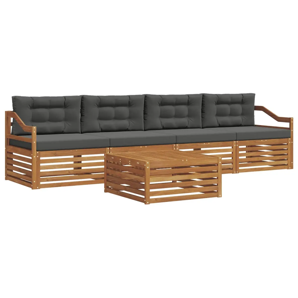 Outdoor Sofa Set 5-Piece Garden Furniture Modular Lounge with Cushion Acacia