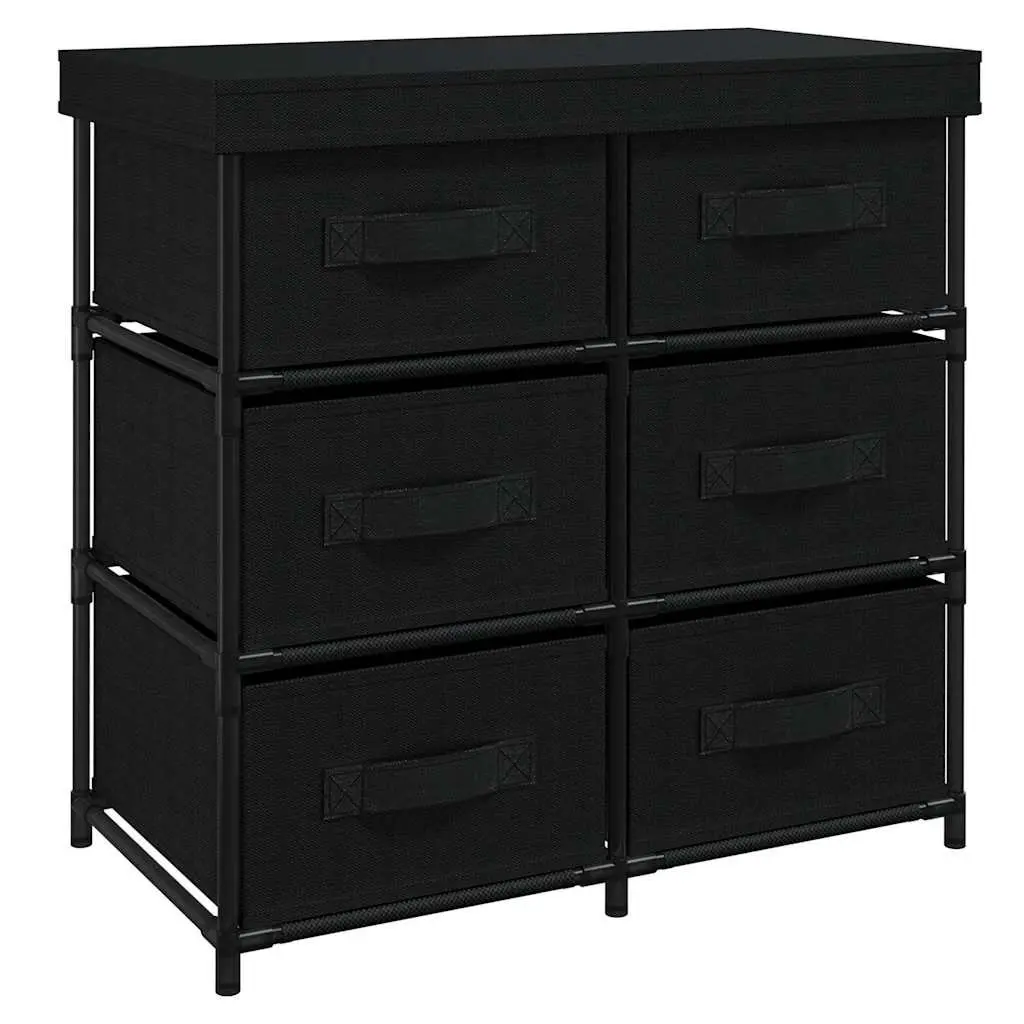 Storage Cabinet for Home Black 6 Drawer Fabric Organiser Steel Frame Unit