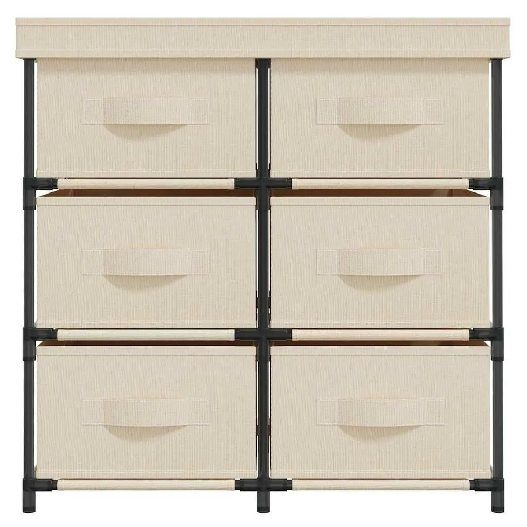 Storage Cabinet for Home 6 Drawer Cream Fabric Organiser Unit